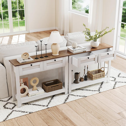 Dreamade Farmhouse Console Table with 2 Drawers 42" Long Narrow Entryway Table