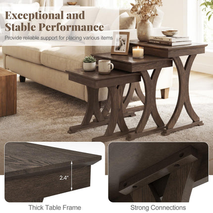 Dreamade Nesting Coffee Table Set-of-3 - Stackable Rectangular Sofa End Side Table