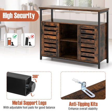 Dreamade Buffet Cabinet, Kitchen Sideboard with 2 Storage Cupboards, Open Shelves, 2 Cubes, Anti-Tipping Kits
