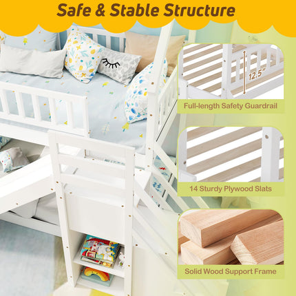 Dreamade House Bunk Bed Twin Over Twin with Slide and Stairs