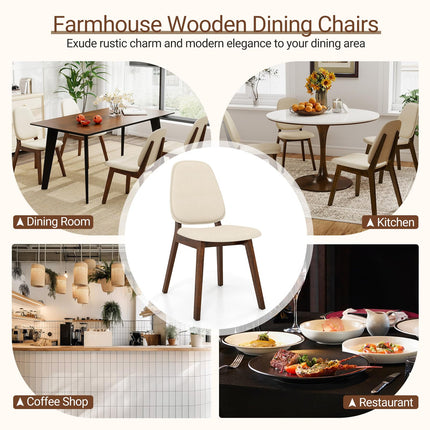 Dreamade Wooden Dining Chair Set of 2/4 Mid-Century Modern Upholstered Side Armless Chair