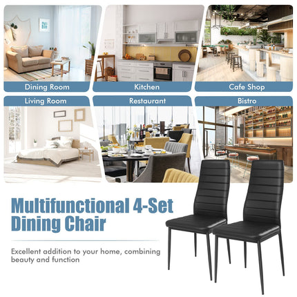 Dreamade Set of 4 Dining Chairs, Upholstered Dining Side Chairs with Stain-Proof PVC Leather