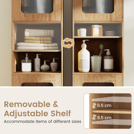 Dreamade 67" Tall Bathroom Storage Cabinet | Narrow Freestanding Cabinet with 2 Fluted Doors