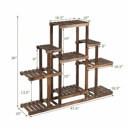 Dreamade Flower Rack Wood Plant Stand Wood Shelves Bonsai Display Shelf