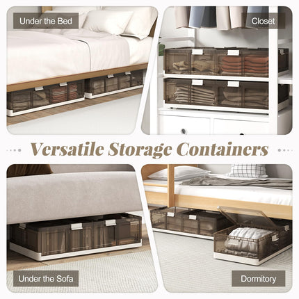 Dreamade 26.5Gal Under Bed Storage Containers, 2/4 Pack Stackable Rolling Plastic Storage Boxes with Wheels & Lids