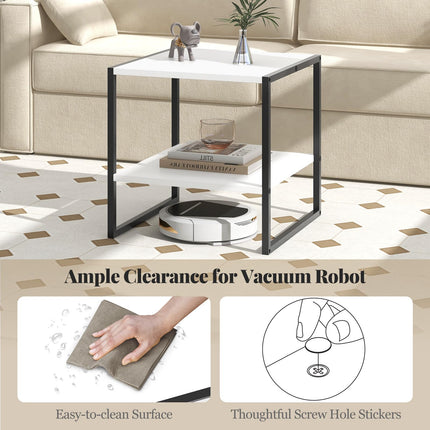 Dreamade 20 Inch End Table, Modern Square Side Table with Storage Shelf, Small Coffee Table for Living Room
