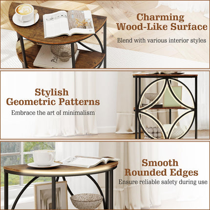 Dreamade Half Round End Table 3-Tier Narrow Side Table(1/2)