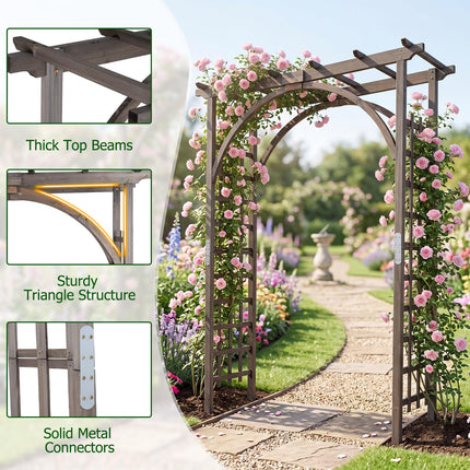 Dreamade 85" Wood Garden Arch Trellis with Flat Top for Climbing Plants