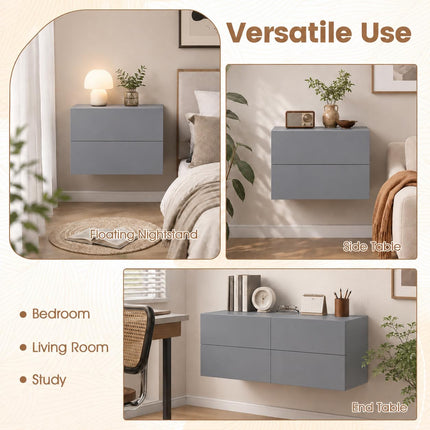 Dreamade Floating Nightstand | Wall-Mounted Bedside Table with 2 Drawers (1/2)