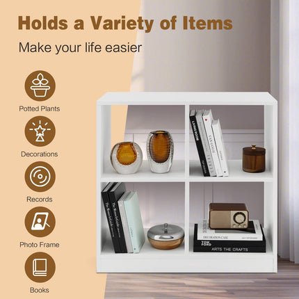 Dreamade 4-Cube Bookcase - 2-Tier Bookshelf Open Back