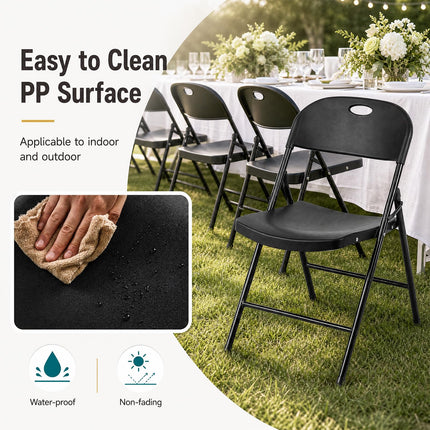 Dreamade Plastic Folding Chair | Portable Stackable Commercial Seats with Ergonomic Backrest