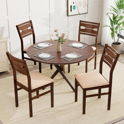 Dreamade Wooden Dining Chairs Set of 2/4 Fabric Upholstered Kitchen Armless Chairs