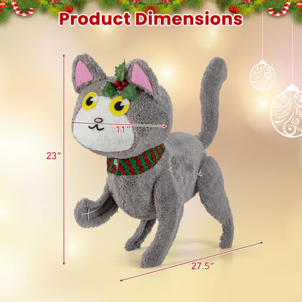 Dreamade Lighted Christmas Cat, Indoor Outdoor Kitty Decoration w/ 88 LED Lights