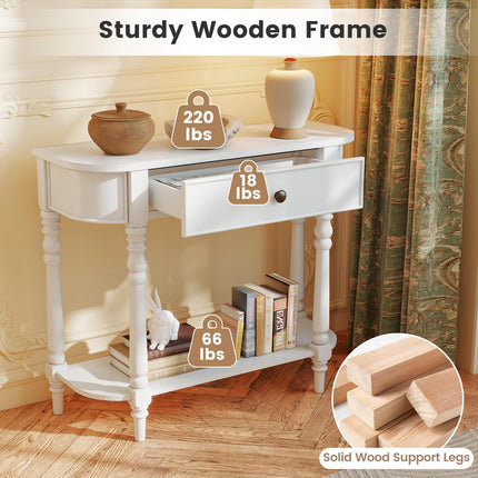 Dreamade 36" Wooden Entryway Table with Storage Drawer & Open Shelf