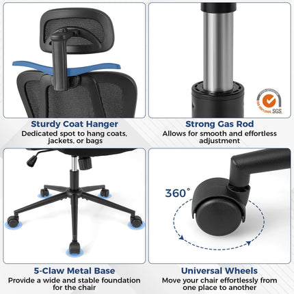 Dreamade Ergonomic Office Chair with 3D Headrest and Reclining Backrest