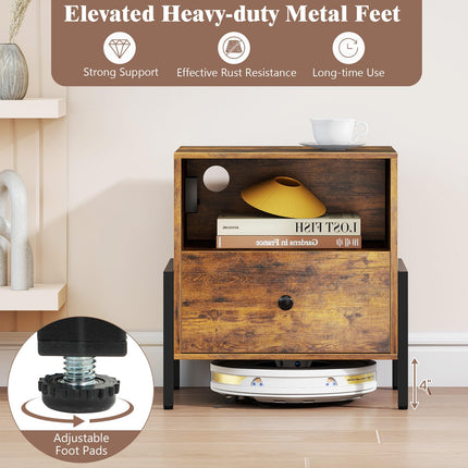 Dreamade Nightstand with Charging Station