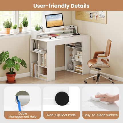 Dreamade White Desk with Storage Shelves