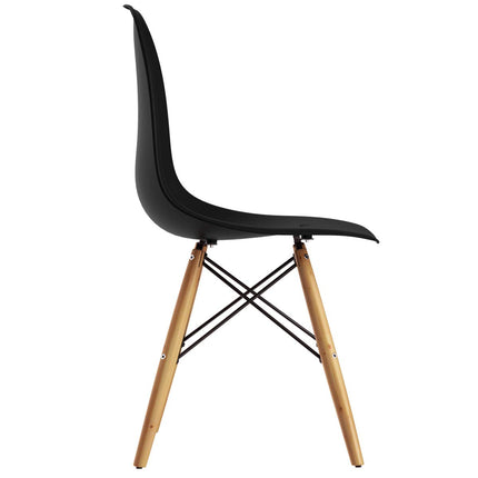 Dreamade Dining DSW Chairs with Linen Cushion, Modern Mid Century Shell Chairs w/ Wood Legs