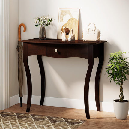 Dreamade Console Table with Drawer and Solid Wood Frame