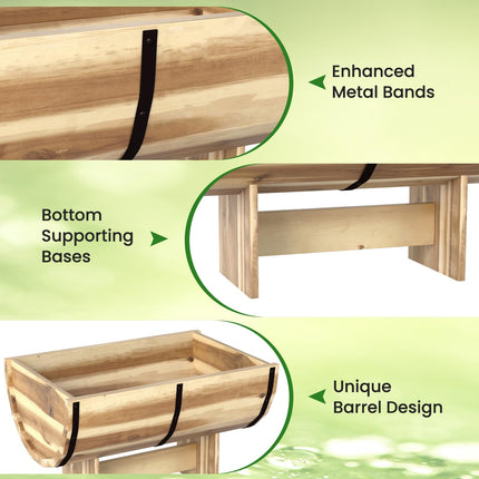 Dreamade Half Barrel Raised Garden Bed for Flower Vegetable Fruit
