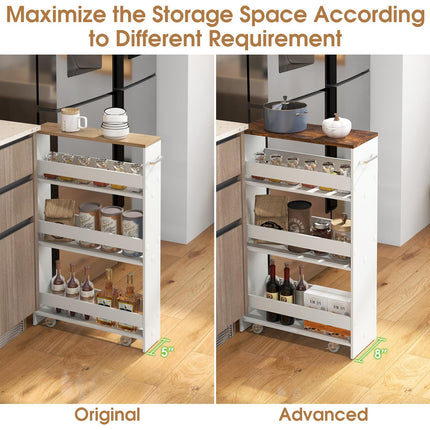 Dreamade 4 Tier Rolling Slim Storage Cart