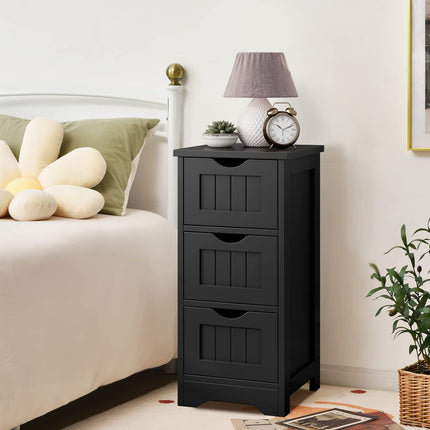 Dreamade Bathroom Floor Cabinet - Small Bathroom Storage Cabinet with 3 Removable Drawers
