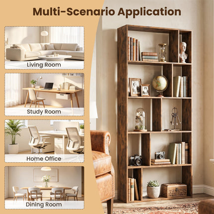 Dreamade 6-Tier Bookshelf | 10-Cube Industrial Bookcase w/Open Back (1/2)