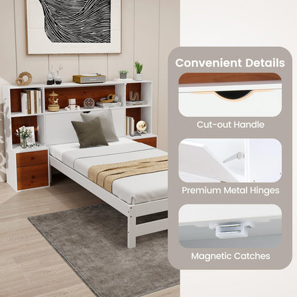 Dreamade Twin Bed Frames with Headboard and Drawer