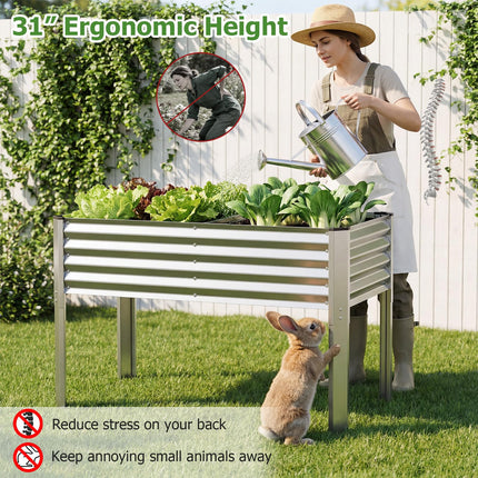 Dreamade Galvanized Raised Garden Bed with Legs Set 1/2 46"x24"x31" Metal Elevated Planter Box