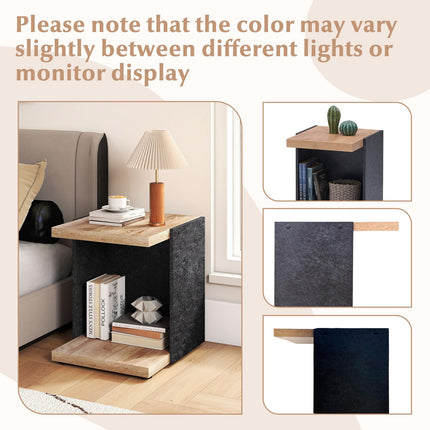 Dreamade 2-Tier Sofa Side Table with Open Storage Shelf