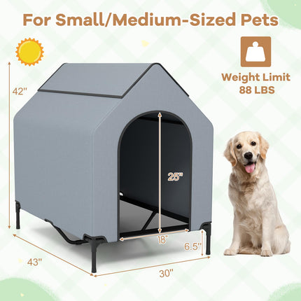 Dreamade Dog House Outdoor Extra Large, Elevated Dog Bed with Weatherproof Canopy