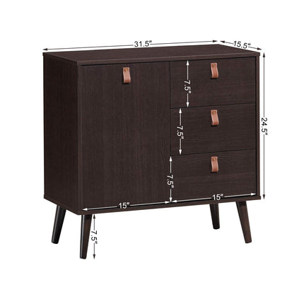 Dreamade Sideboard Storage Cabinet with Doors and Adjustable Shelf (Dark Brown)