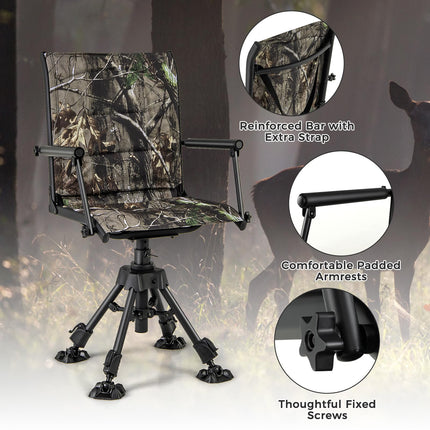 DREAMADE 360°Swivel Hunting Chair Foldable Ground Blind Chair
