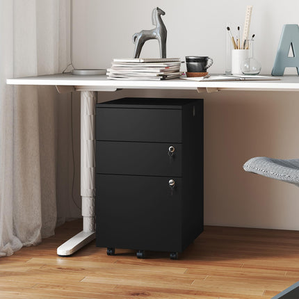 Dreamade 3-Drawer File Cabinet with Wheels Wooden File Organizer