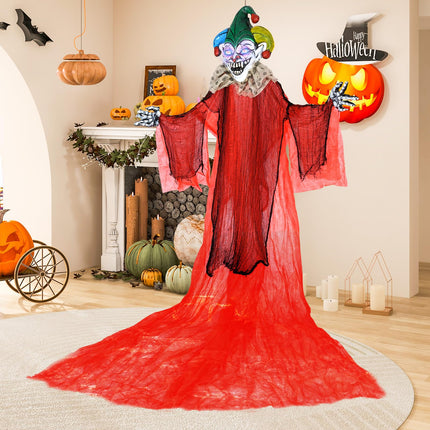 Dreamade Hanging Halloween Decoration, 13.1 Ft Hanging Clown with Colorful Eyes & Adjustable Arms