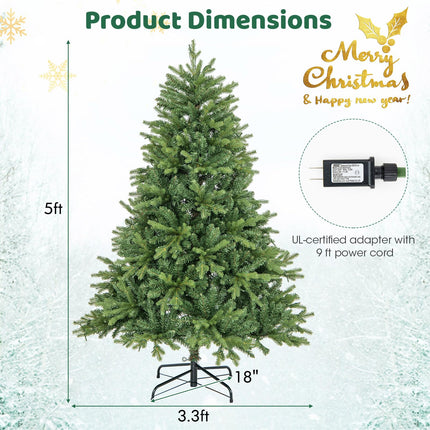 Dreamade Pre-Lit Artificial Christmas Tree, Hinged Xmas Tree with Warm-White & Multi-Color LED Lights