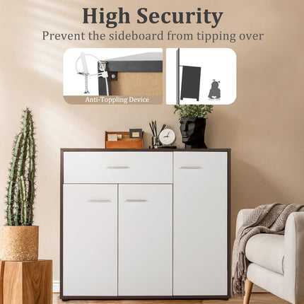Dreamade Buffet Cabinet with Storage, 3 Door Kitchen Cupboard with Large Drawer, Adjustable Shelf