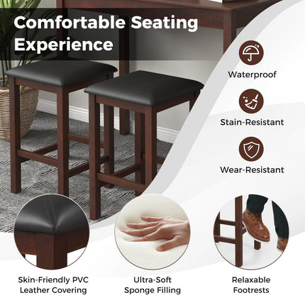 Dreamade Dining Table Set for 2, Counter Height Dining Table Set with 2 Bar Stools, Wood Legs, Dinette Table Set