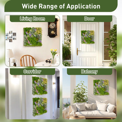 Dreamade 2 Pack Hanging Artificial Plants Panels, 20" x 20" Square Framed 3D Greenery Wall Art Decor