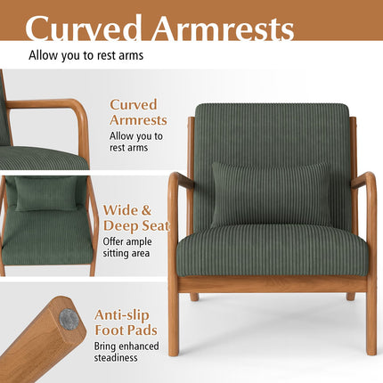 Dreamade Modern Accent Chair Corduroy Upholstered Lounge Chair