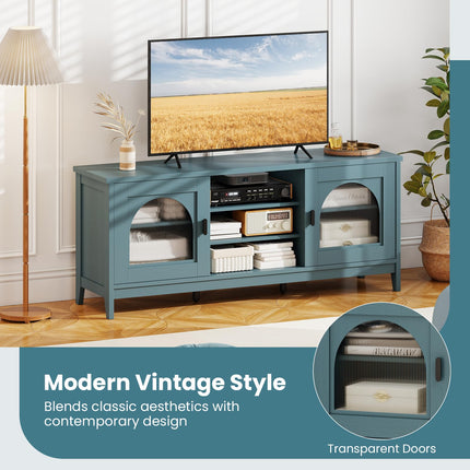 Dreamade Modern Vintage TV Cabinet with Adjustable Shelves and 2 Cable Holes for TVs up to 65 Inches