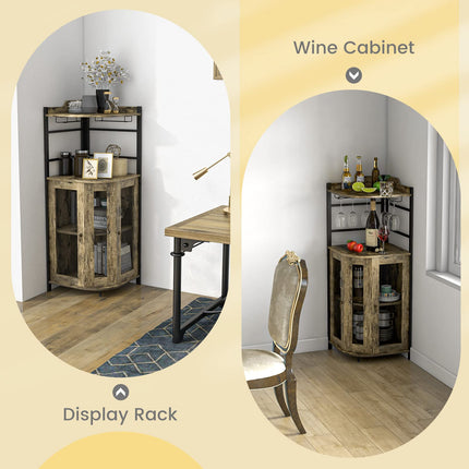 Dreamade Corner Bar Cabinet with Glass Holder