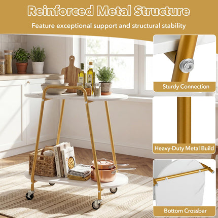 Dreamade 2-Tier Gold Rolling Cart for Home Kitchen
