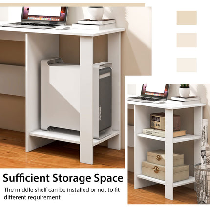 Dreamade L Shaped Computer Desk, 51" Large Corner Desk with 2 Cable Holes & 2 Storage Shelves, White