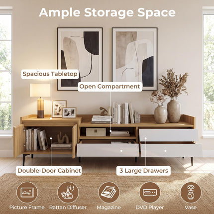 Dreamade Modern TV Stand for 80" Television with Open Shelf