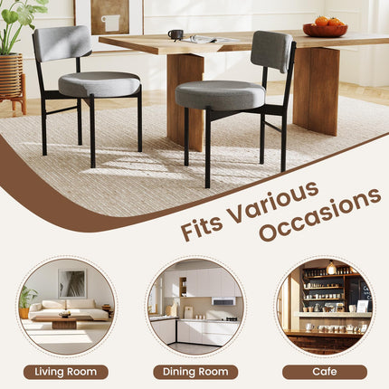 Dreamade Boucle Dining Chairs Set of 2/4, Sherpa Upholstered Kitchen Chairs w/Curved Backrest, Padded Seat & Metal Legs