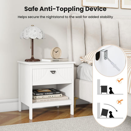 Dreamade Modern Nightstand with Drawer for Bedroom Small Place