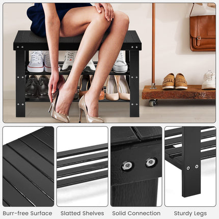 Dreamade Entryway Shoe Bench, Bamboo Shoe Shelf Organizer Holds up to 6 Pairs
