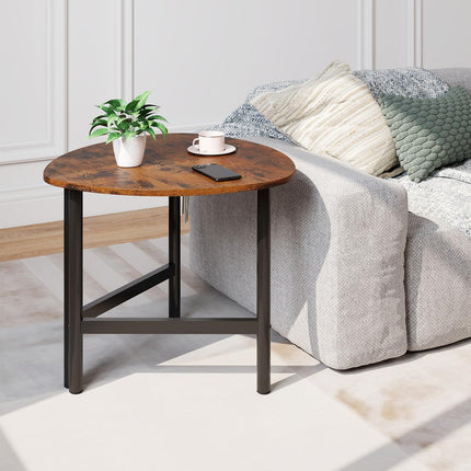 Dreamade Triangle End Table Wood Side Table with Metal Legs