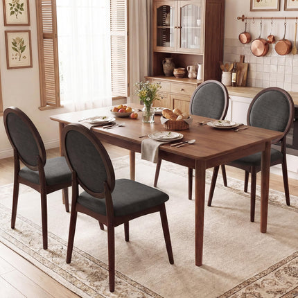 Dreamade Set of 2/4 Upholstered Linen Fabric Kitchen Side Chairs with Padded Seat